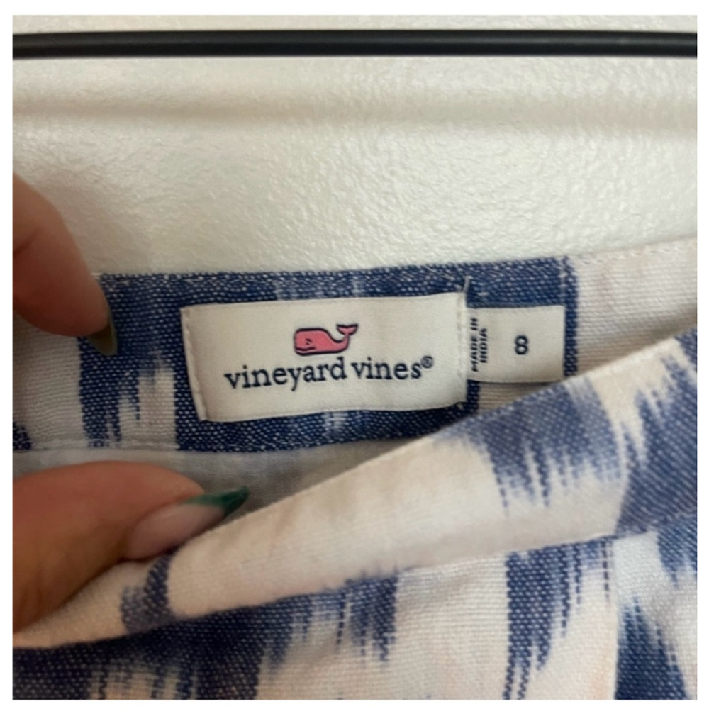 Vineyard Vines Ikat Print Pleated Skirt Blue White Size 8 NWOT - Picture 6 of 10